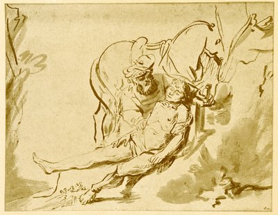 O Bom Samaritano examinando os feridos de Rembrandt van Rijn
