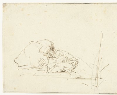 Saskia doente na cama de Rembrandt van Rijn (copy after)