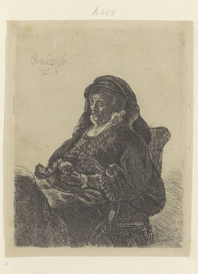 A mãe de Rembrandt como viúva com luvas pretas
Recueil de quatre-vingt-cinq estampes originales (título da série) de Rembrandt van Rijn (school of)