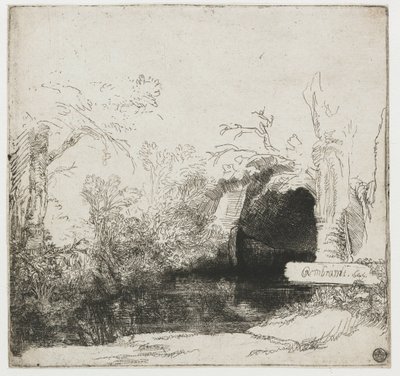 Um riacho com uma gruta e um barco ("Het spelonkje")
Um riacho com uma gruta e um barco de Rembrandt van Rijn