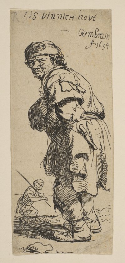 Um camponês chamando: T é vinnich kout, 1634. de Rembrandt van Rijn
