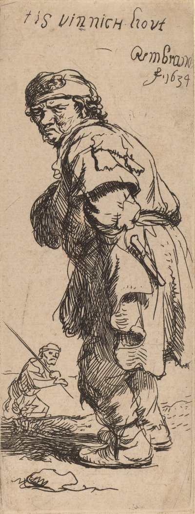 Um camponês chamando: tis vinnich kout Está muito frio, 1634. de Rembrandt van Rijn