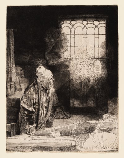 Um erudito em seu estudo (Fausto) de Rembrandt van Rijn
