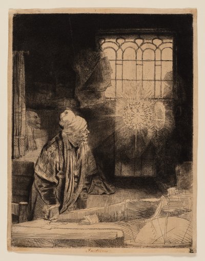 Um erudito em seu estudo (Fausto) de Rembrandt van Rijn