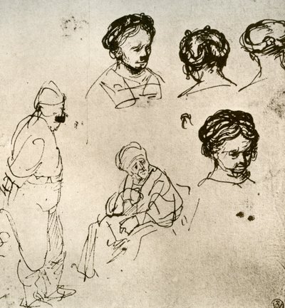 Uma página de esboços, 1913. de Rembrandt van Rijn