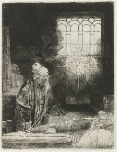 Um estudioso no seu gabinete de Rembrandt van Rijn