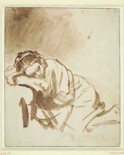 Uma jovem adormecida Hendrickje Stoffels, ca 1654 de Rembrandt van Rijn