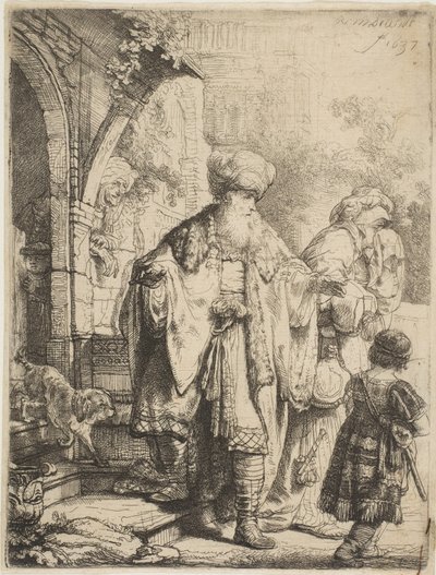 Abraão expulsando Agar e Ismael, 1637. de Rembrandt van Rijn
