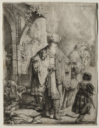 Abraão expulsando Hagar e Ismael, 1637. de Rembrandt van Rijn