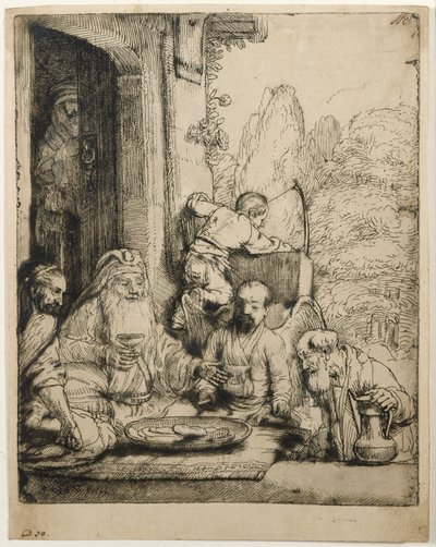 Abraão a receber os anjos de Rembrandt van Rijn
