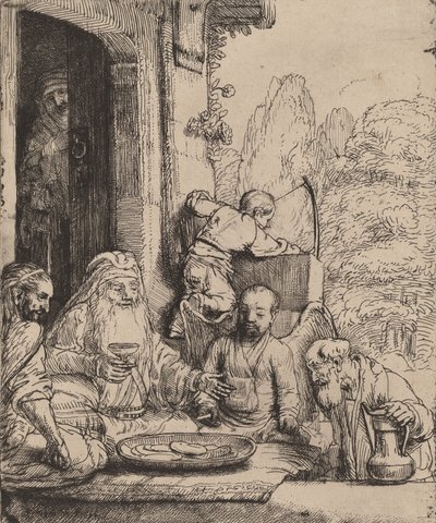 Abraão entretendo os anjos, 1656. de Rembrandt van Rijn