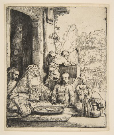 Abraão entretendo os anjos, 1656. de Rembrandt van Rijn