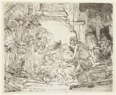 Adoração dos Pastores com a Lâmpada de Rembrandt van Rijn