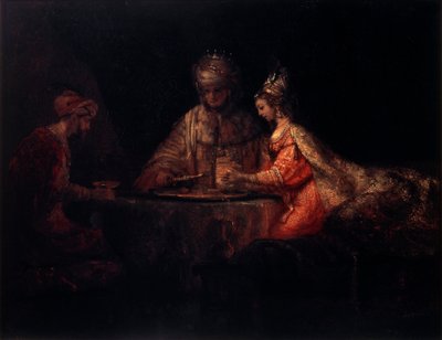 Assuero, Hamã e Ester, 1660. de Rembrandt van Rijn