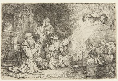 O Anjo que se Afasta da Família de Tobias de Rembrandt van Rijn
