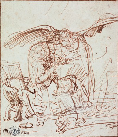 Anunciação (desenho) de Rembrandt van Rijn