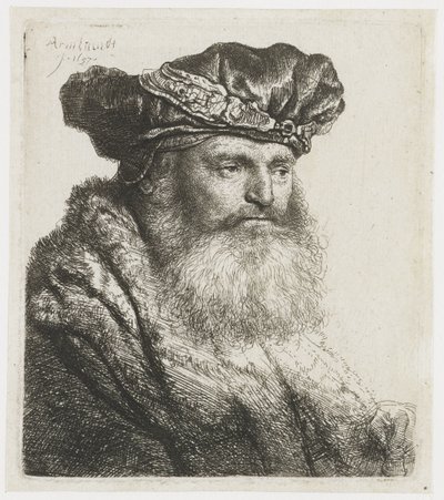Homem barbudo de boné de veludo com fecho de jóias
Homem barbudo com barba de veludo com um fecho de jóia de Rembrandt van Rijn