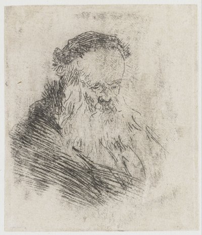 Ancião barbudo com testa alta de Rembrandt van Rijn