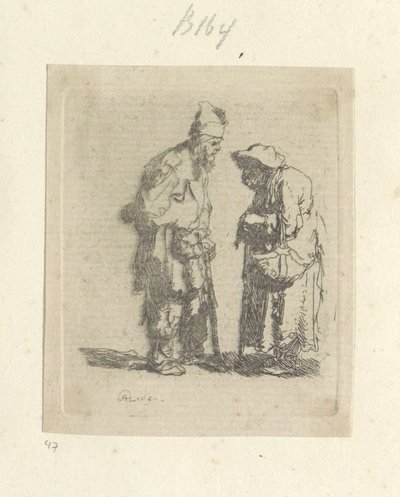 Bedelaar en bedelares em gesprek
Colecção de oitenta e cinco estampas originais (título da série) de Rembrandt van Rijn