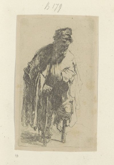 Mendigo com uma perna de madeira Recueil de quatre-vingt-cinq estampes originales (título da série) de Rembrandt van Rijn