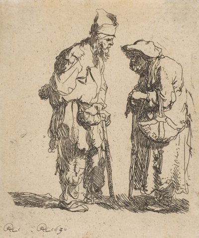Mendigo e mendiga conversando, 1630., 1630. de Rembrandt van Rijn