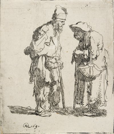 Mendigo e mendiga conversando, 1630 de Rembrandt van Rijn