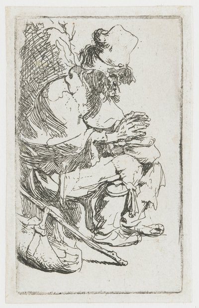 Mendigo a aquecer as mãos de Rembrandt van Rijn