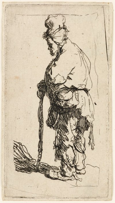 Mendigo apoiado em uma vara, c.1630. de Rembrandt van Rijn