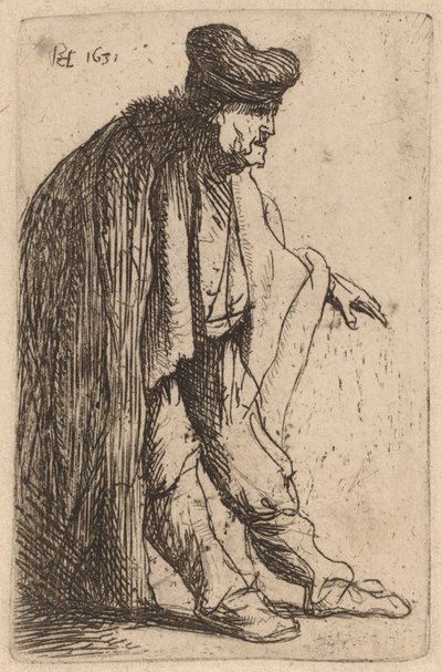 Mendigo com a mão esquerda estendida de Rembrandt van Rijn
