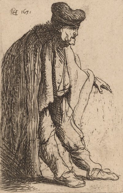 Mendigo com a mão esquerda estendida, 1631. de Rembrandt van Rijn