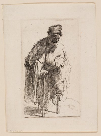 Mendigo com uma perna de madeira de Rembrandt van Rijn