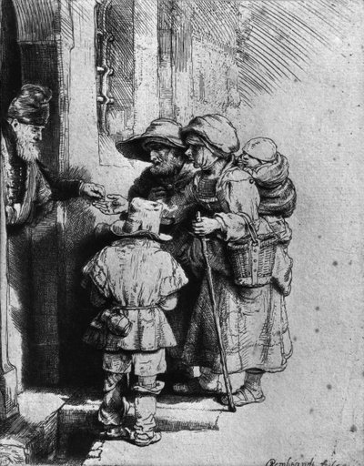 Mendigos à porta de uma casa, 1648 de Rembrandt van Rijn