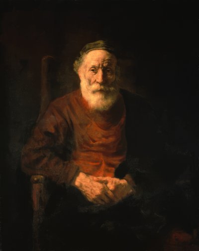 Retrato de um homem velho em uma túnica vermelha de Rembrandt van Rijn