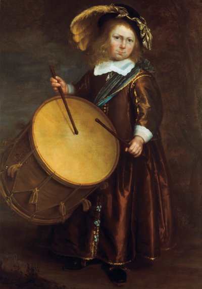 Menino com tambor, século XVII de Rembrandt van Rijn