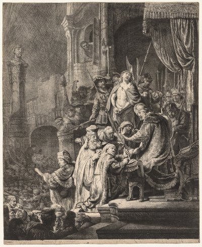 Cristo Antes de Pilatos: Prato Grande, 1636. de Rembrandt van Rijn