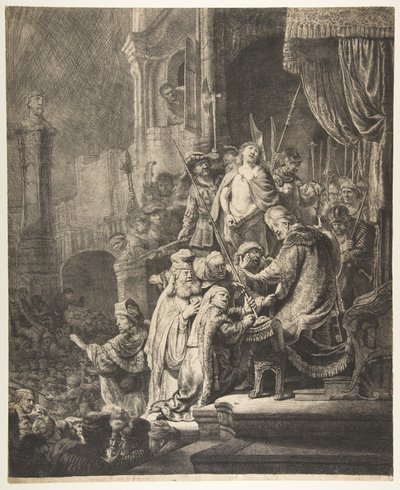 Cristo antes de Pilatos: o prato grande, 1636. de Rembrandt van Rijn