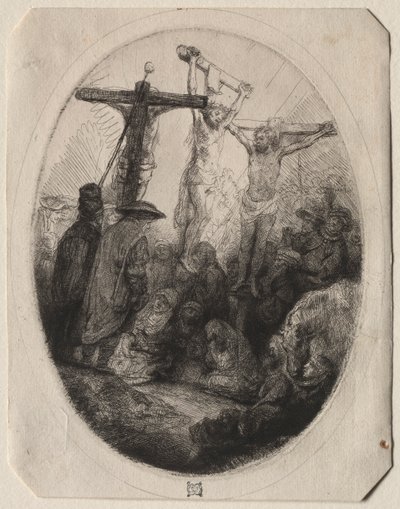 Cristo Crucificado Entre Dois Ladrões: Uma Placa Oval, c. 1641 de Rembrandt van Rijn