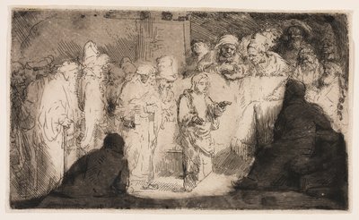 Cristo disputando com os médicos: um esboço de Rembrandt van Rijn