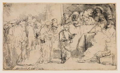 Cristo disputando com os médicos: um esboço de Rembrandt van Rijn