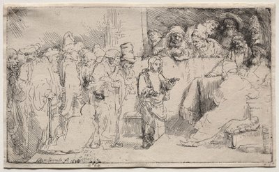 Cristo disputando com os médicos: um esboço de Rembrandt van Rijn