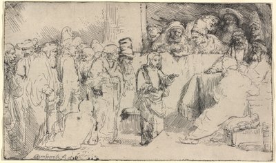 Cristo disputando com os médicos: um esboço de Rembrandt van Rijn