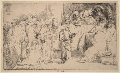 Cristo a debater com os doutores: um esboço de Rembrandt van Rijn