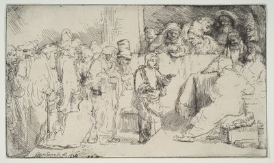 Christ Disputing with the Doctors, um esboço, 1652. de Rembrandt van Rijn