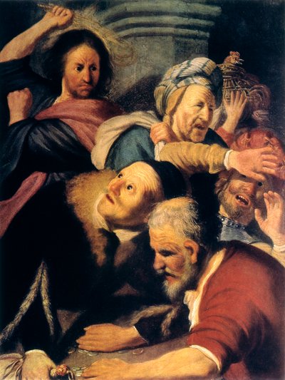 Cristo dirige os cambistas do templo, 1626 de Rembrandt van Rijn