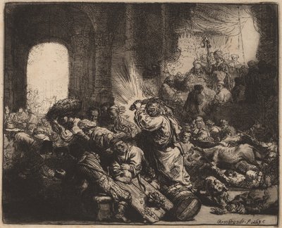 Cristo conduzindo os cambistas do templo de Rembrandt van Rijn