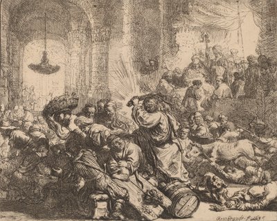 Cristo dirigindo os cambistas do templo, 1635. de Rembrandt van Rijn