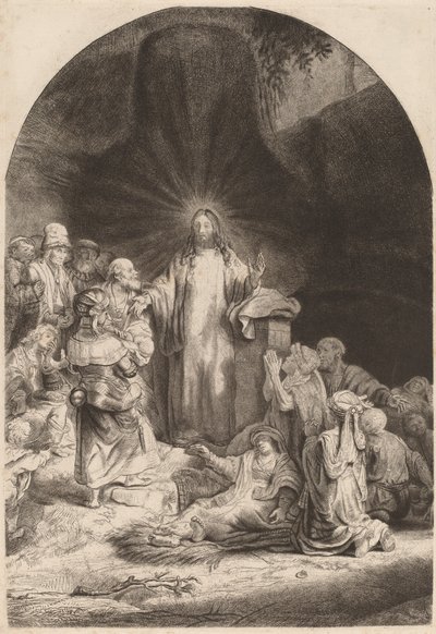 Fragmento de Cristo Pregando e Curando da Impressão dos Cem Florins, c. 1649. de Rembrandt van Rijn