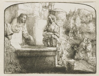 Cristo e a mulher de Samaria: uma estampa arqueada de Rembrandt van Rijn