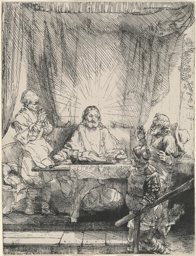 Cristo em Emaús: a placa maior de Rembrandt van Rijn