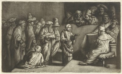 Cristo a disputar com os Médicos: um esboço de Rembrandt van Rijn